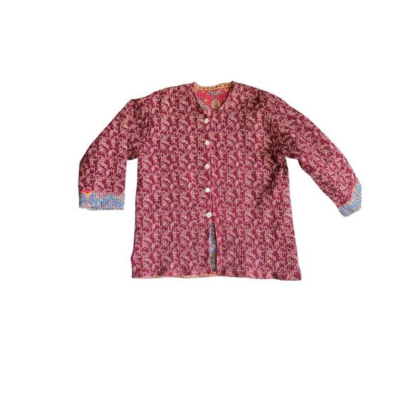 ORVIS 100% Cotton Women Reversible Red Jacket Quilted Boho Paisley Button Sz M - Picture 11 of 12